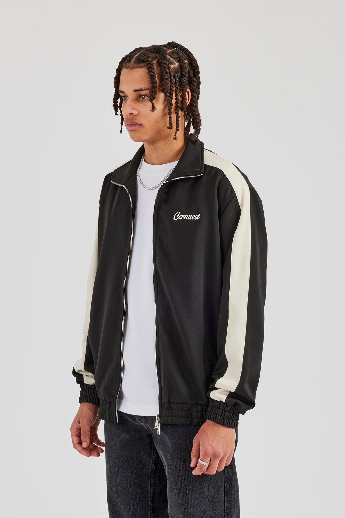 Contrast Panel Track Jacket - Black